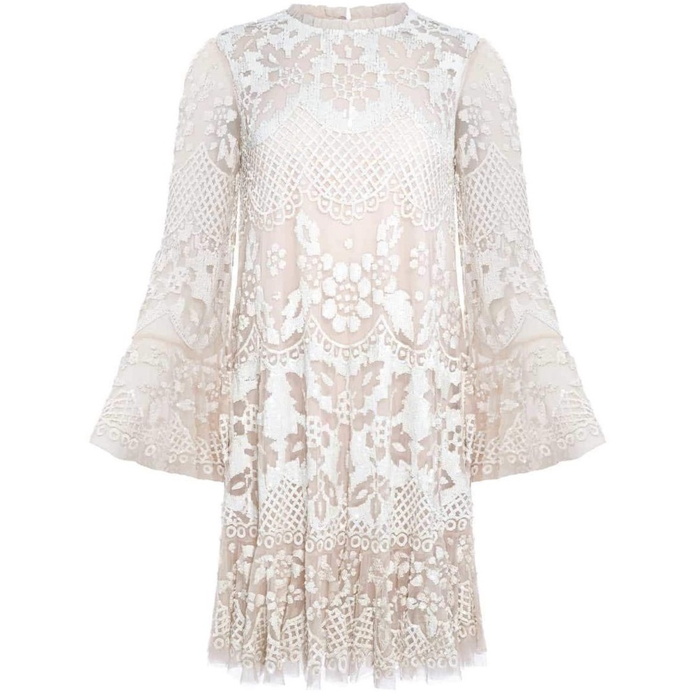 Needle & Thread Snowdrop Mini Dress - Beige - Picture 3 of 8